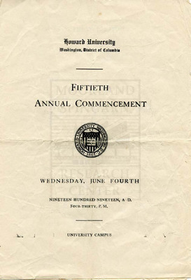 Howard University Commencement Program By Howard University