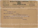 Telegram to Alain Locke from Arthur Schomburg