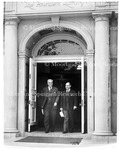 Paul V. & Dr. McNutt, Mordecai WyattJohnson Leave Founders Library after Howard University is Transferred from Department of Interior to Federal Security Agency of which McNutt is Director, July 1940.
