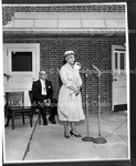 Mrs. Mordecai W. Johnson [Anna Johnson] bids farewell to HU Community upon her husband's retirement, Jul. 13, 1960
