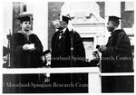 Mordecai WyattJohnson, Awarding Honorary Degree, 1-r, Dr Mordecai WyattJohnson, Unidentified, Dean Taylor of Law School. Circa 1930's.