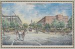 Color drawing of the entrance to Howard University by Robert Nash