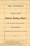 First anniversary of the Common Street Colored Sunday
School, at the St. Charles Street Opera House, New Orleans.