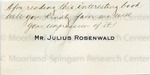 Rosenwald, Julius, Letter.